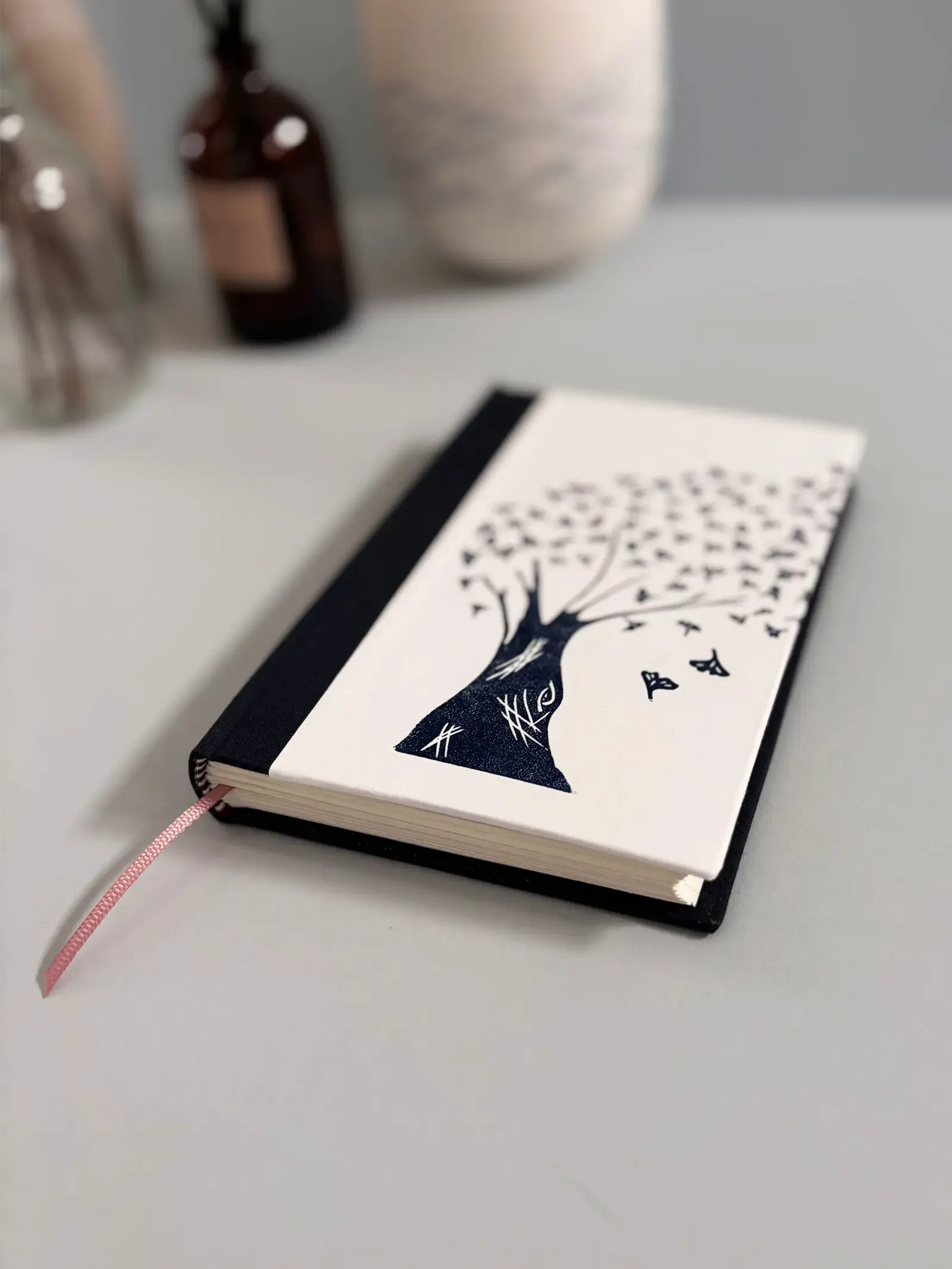 handprinted gingko tree notebook