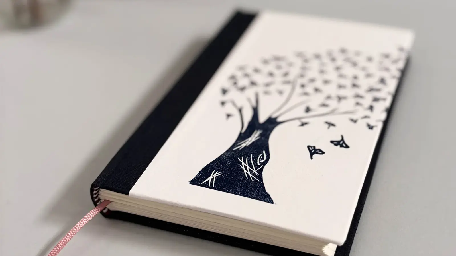 Handprinted gingko tree notebook