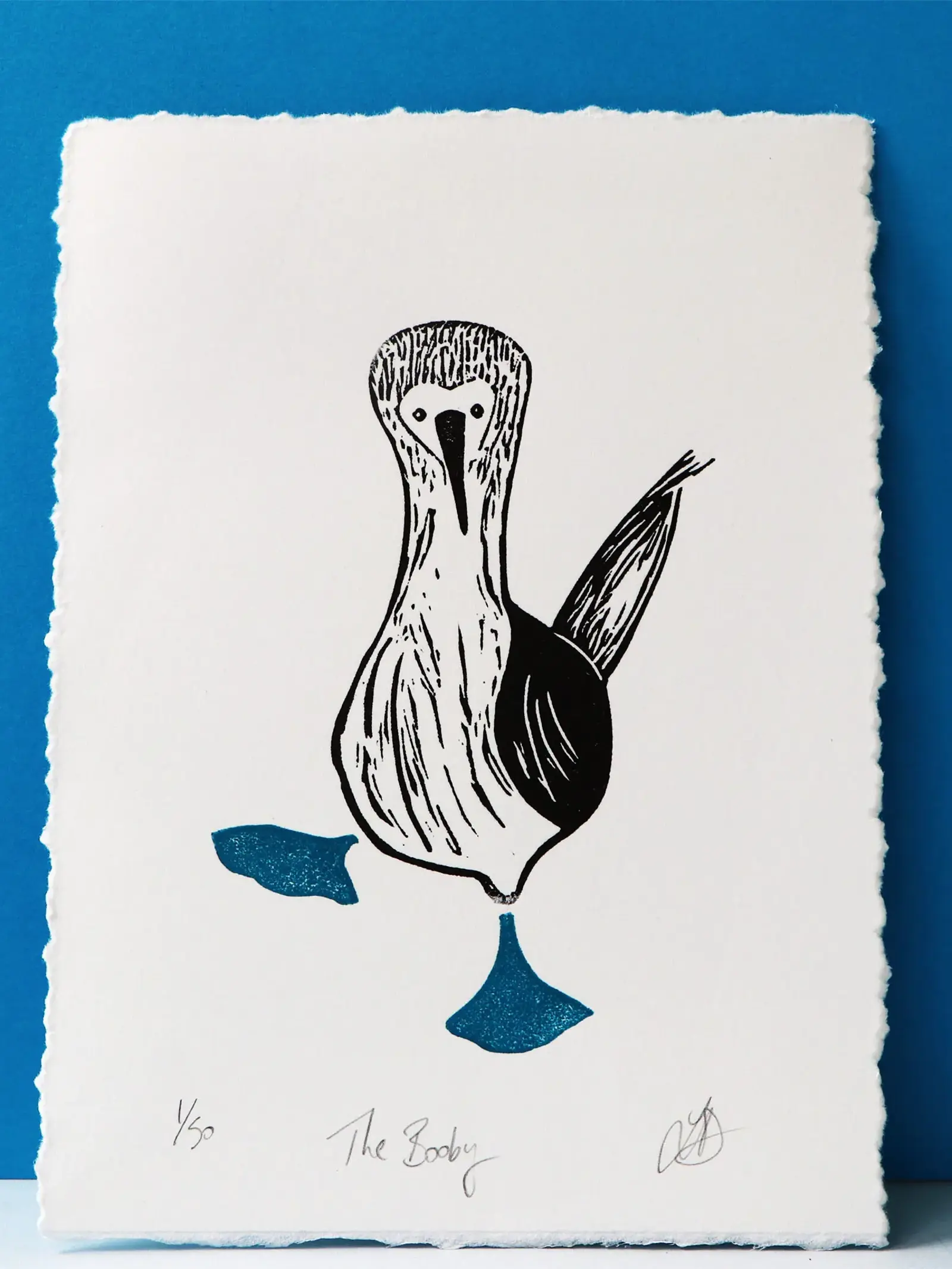 blue footed booby black blue print