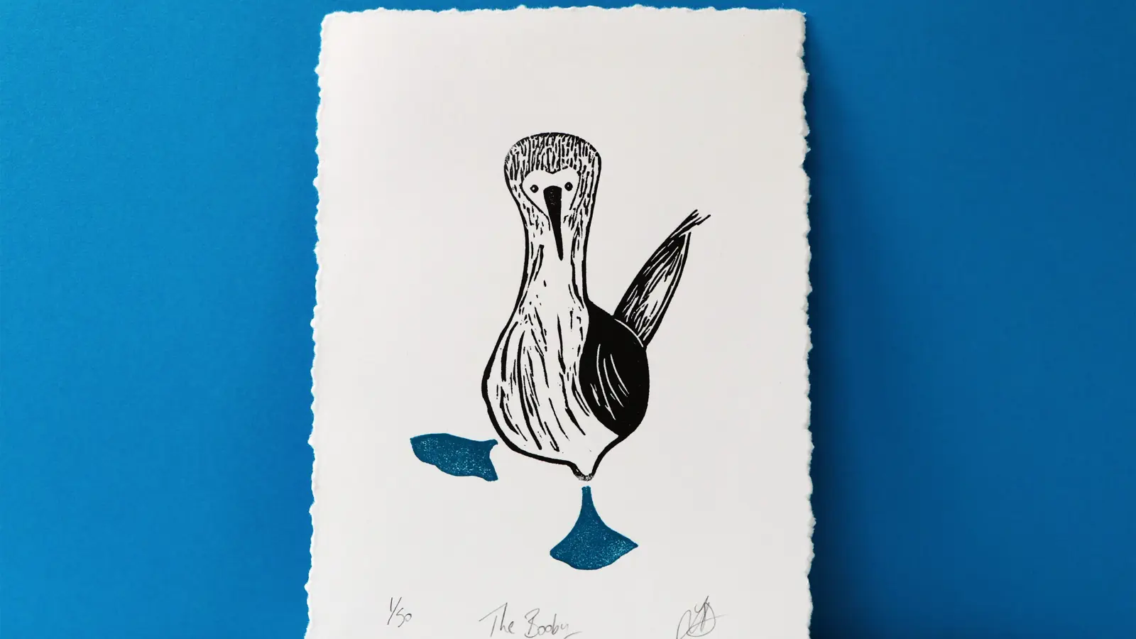 The Booby – limited edition linocut print