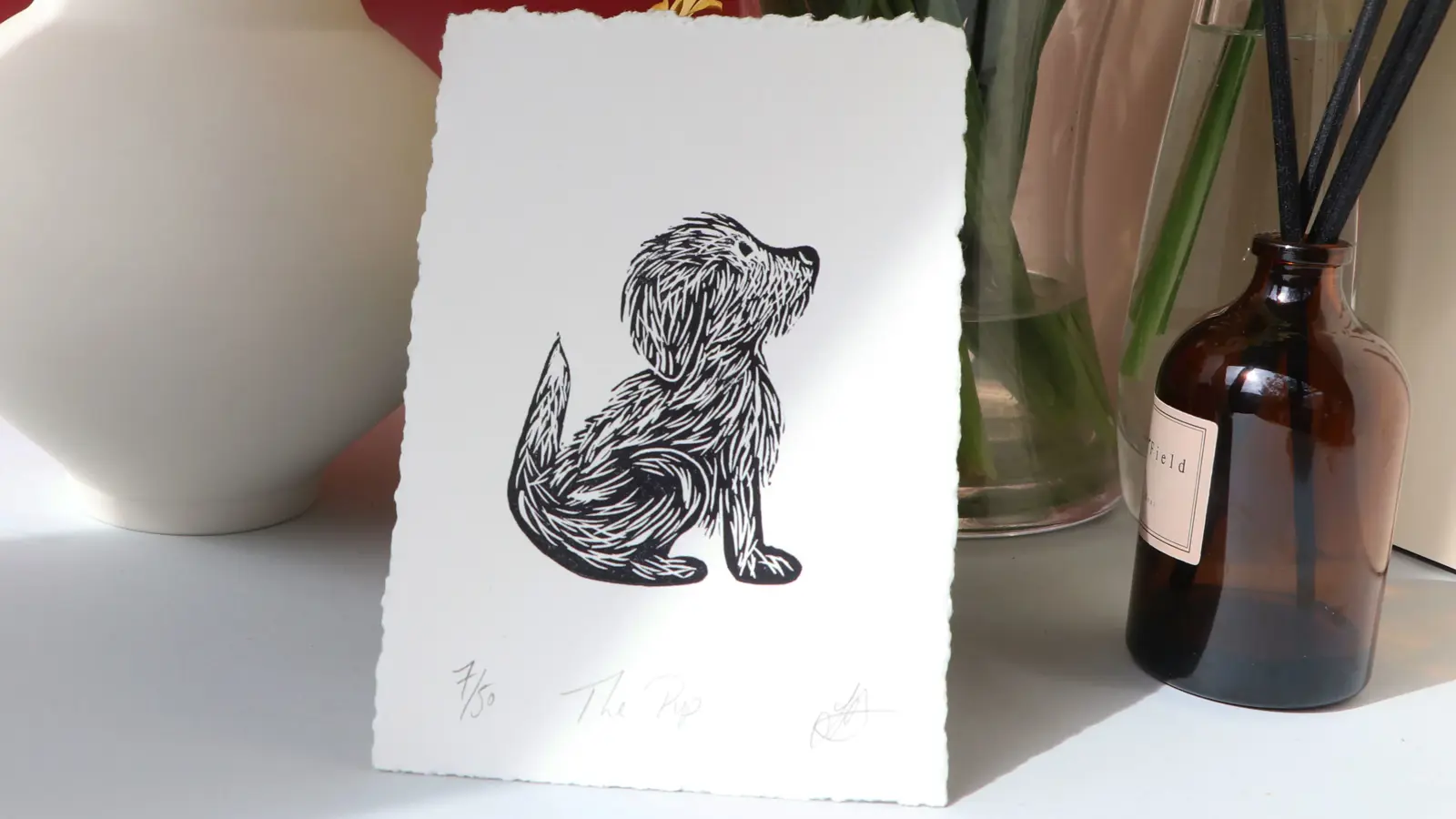 The Pup – limited edition linocut print