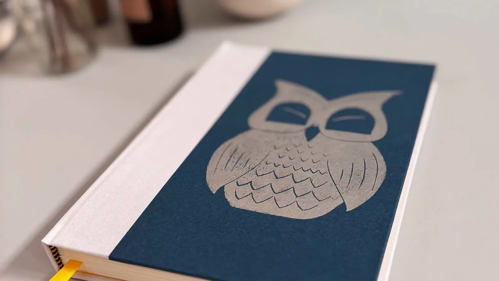 Handprinted owl notebook