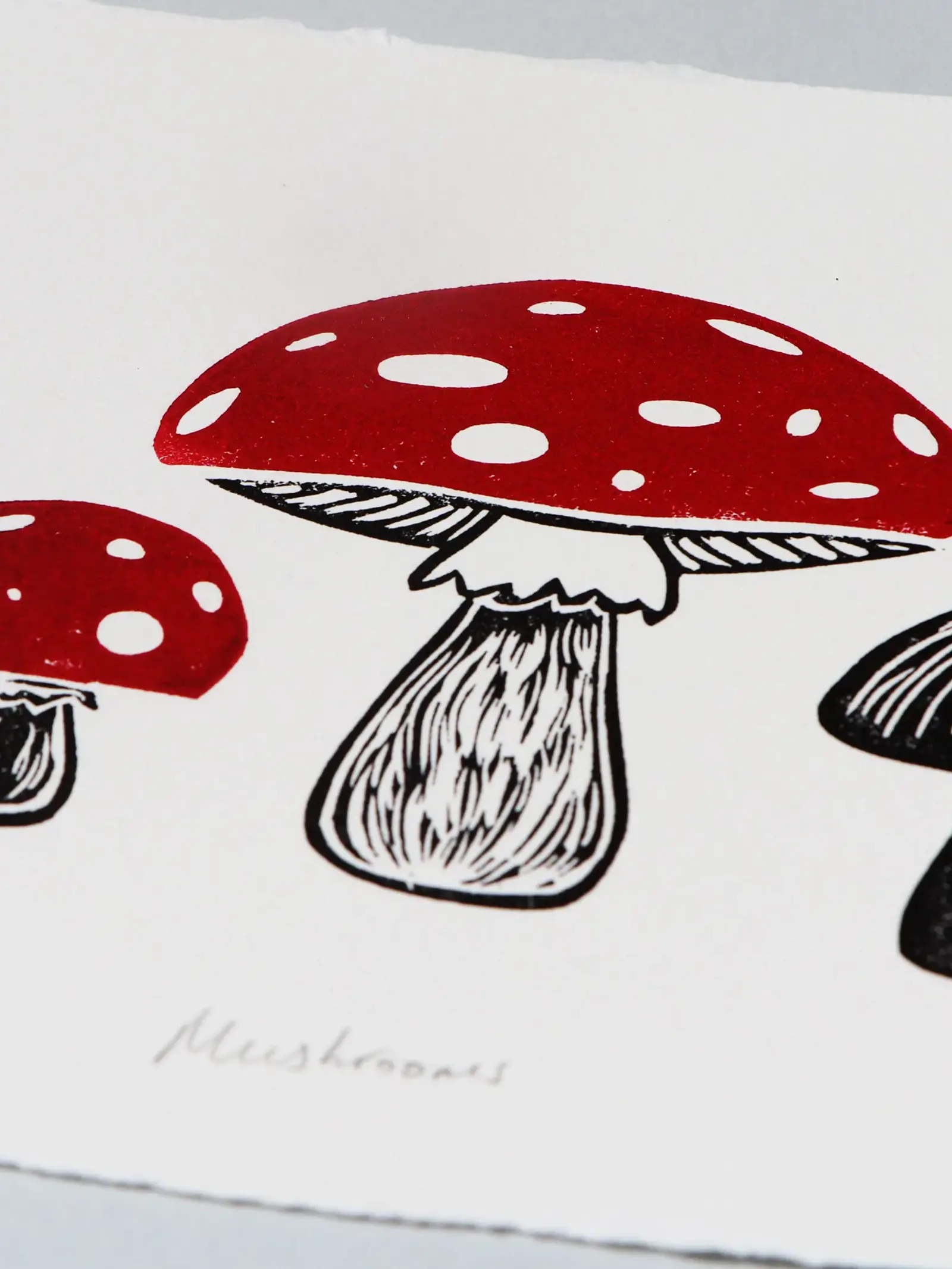 mushrooms red black white print