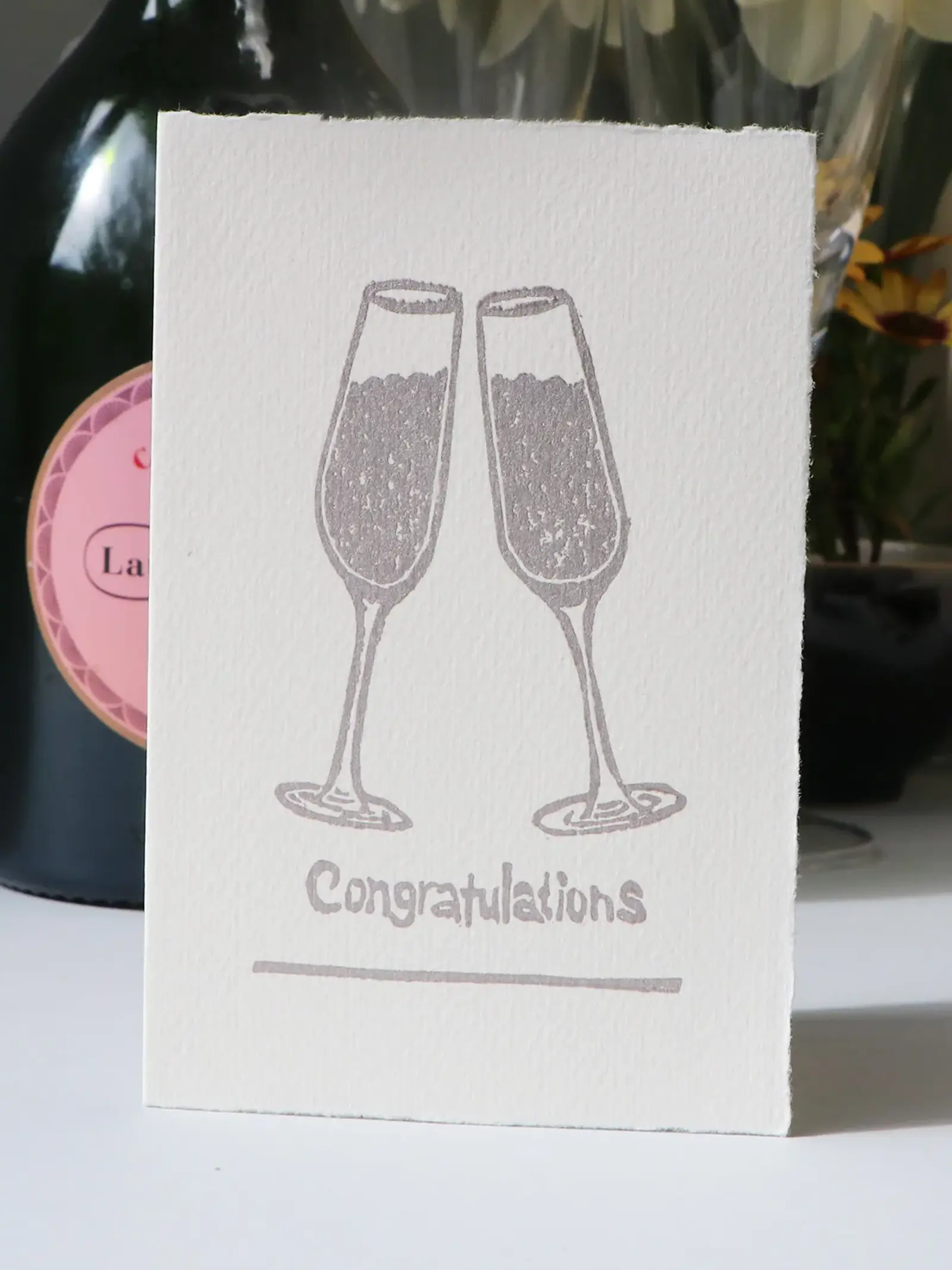 congratulations cream silver card