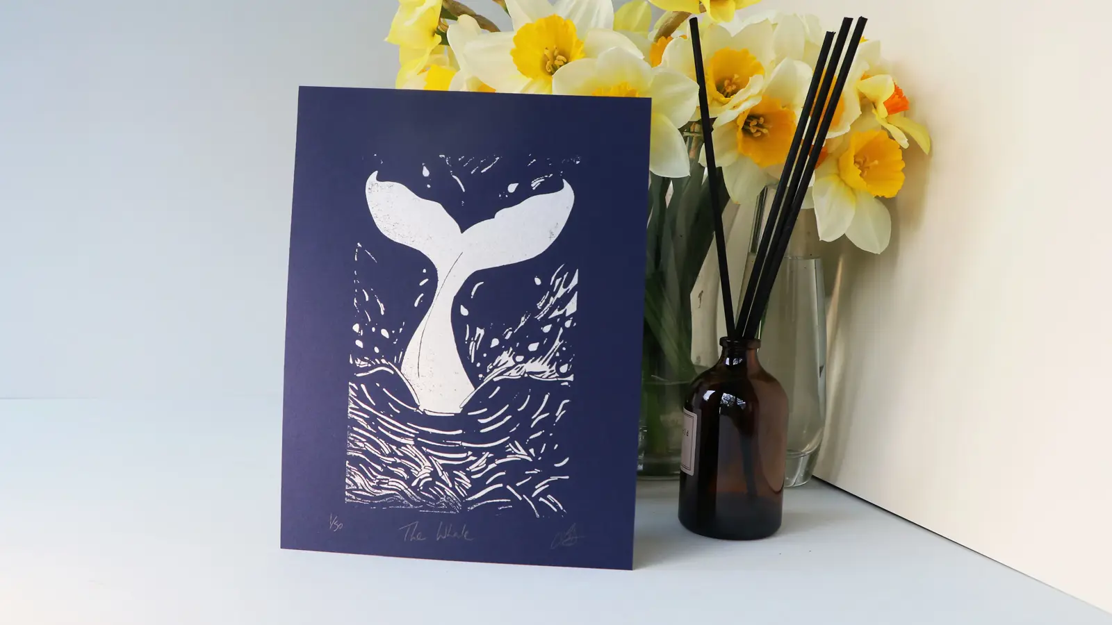The Whale – limited edition linocut print