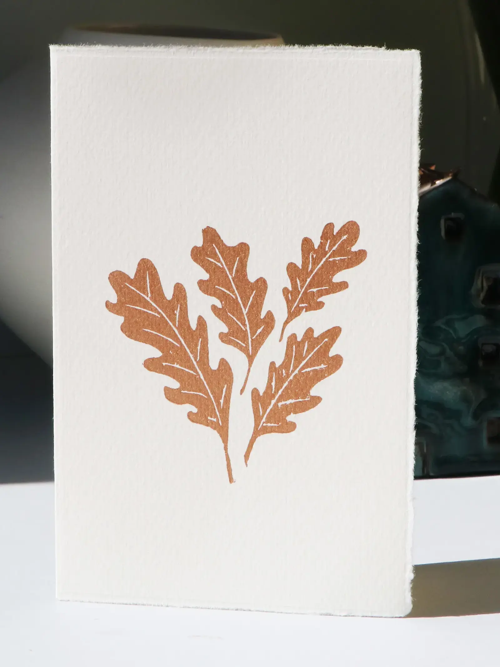 oak leaf copper white card