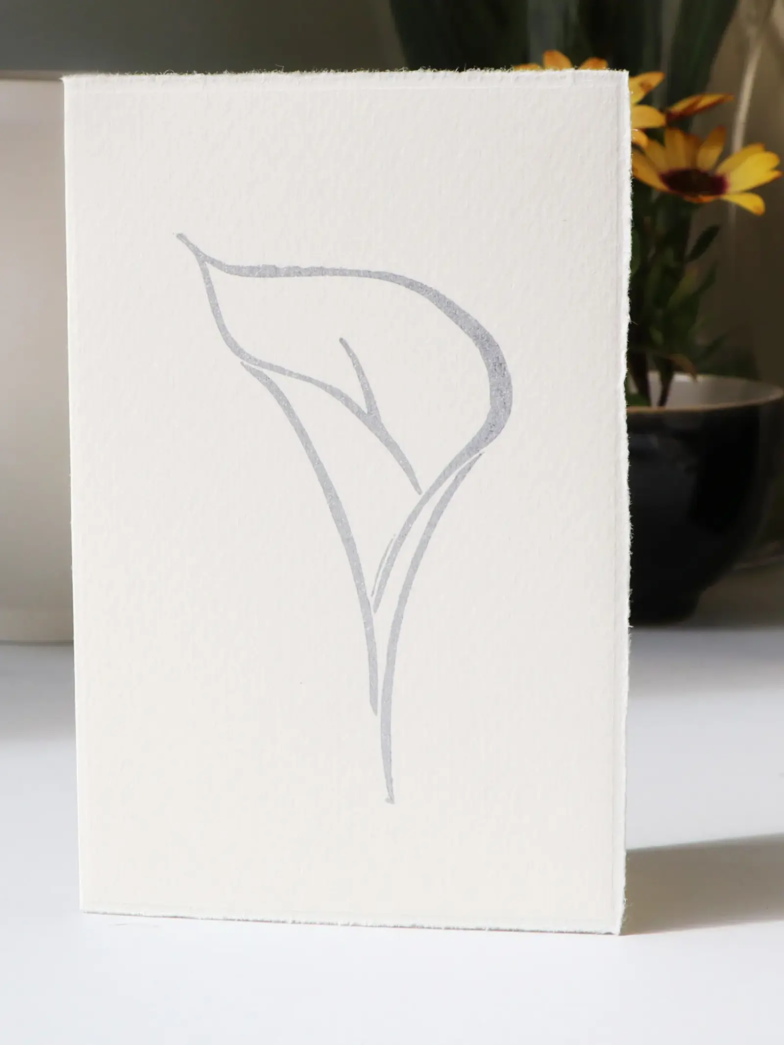calla lily cream silver card