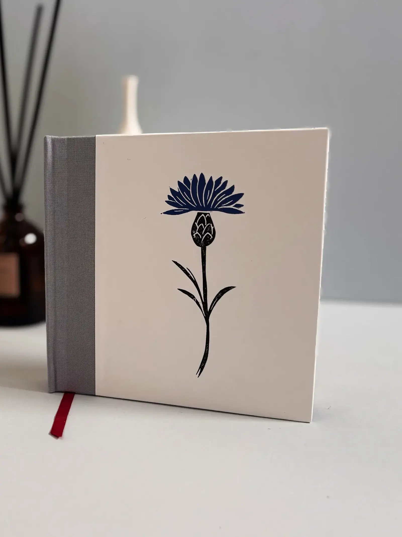 handprinted cornflower notebook