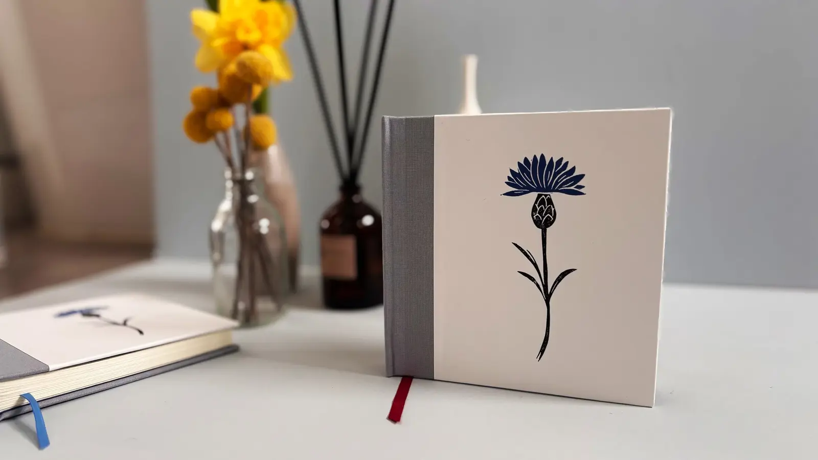 Handprinted cornflower notebook
