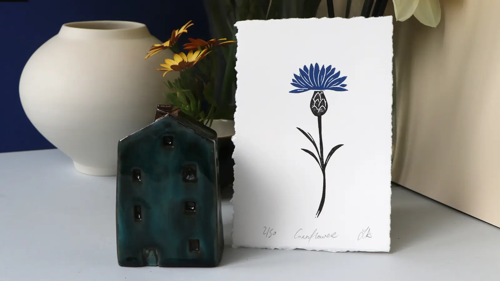 Cornflower – limited edition linocut print